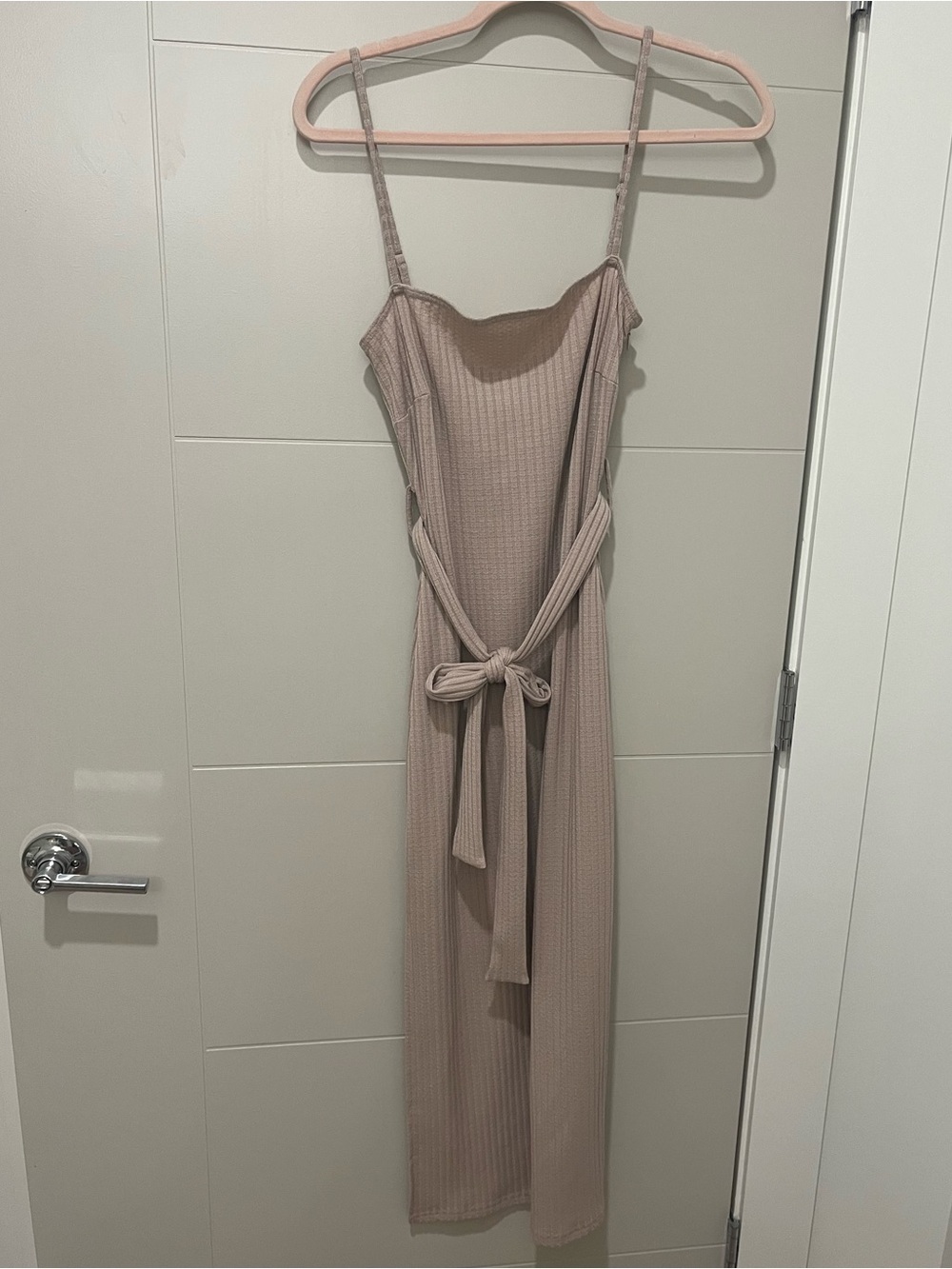 Ribbed Midi Dress in Beige - Picture 3 of 5